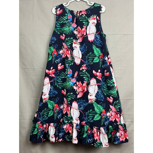 H & M Girls Navy Blue Cockatoo Flounced Dress, Size 9/10 - Picture 5 of 5